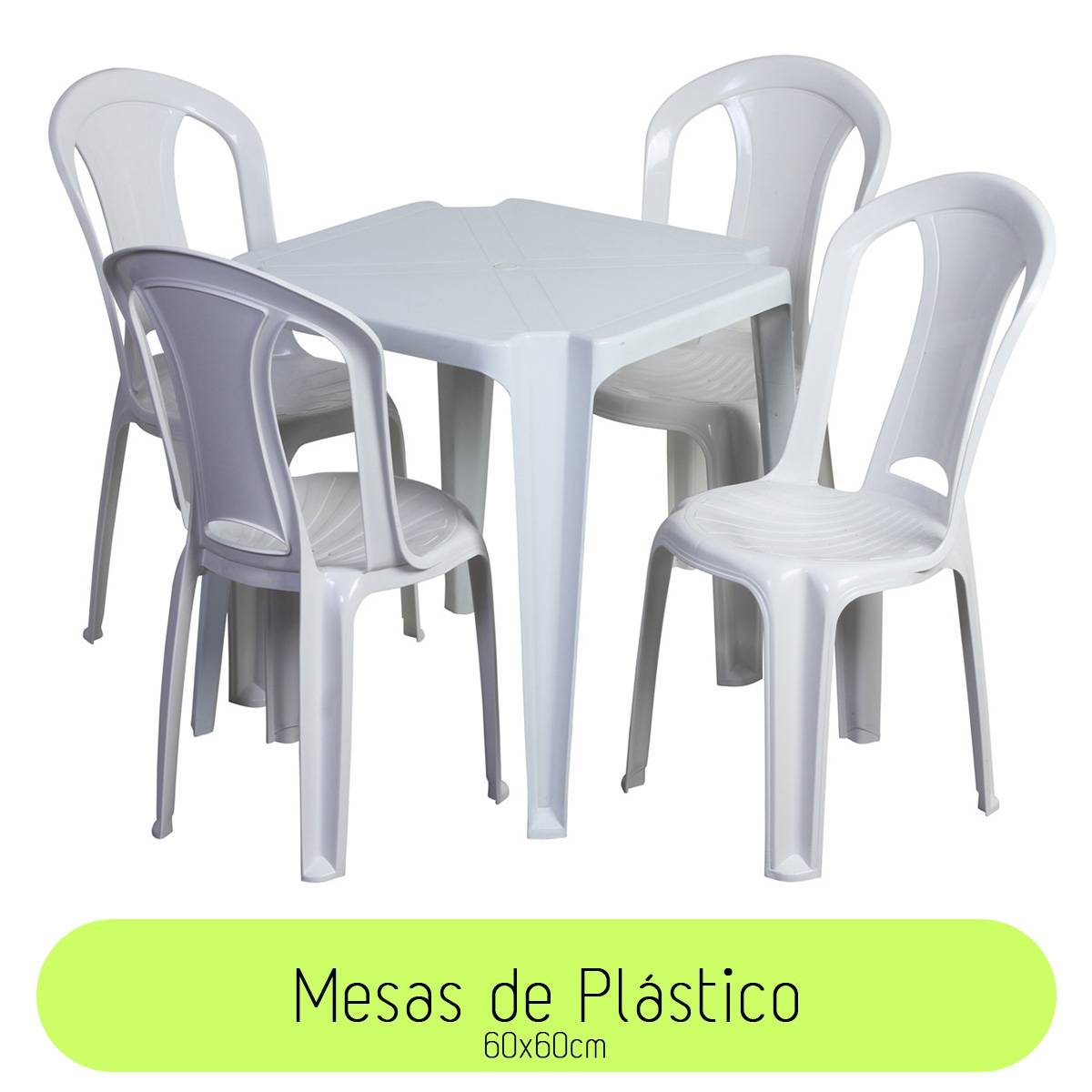 Imagem Mesa Plástica Quadrada 70cm 4 Cadeiras